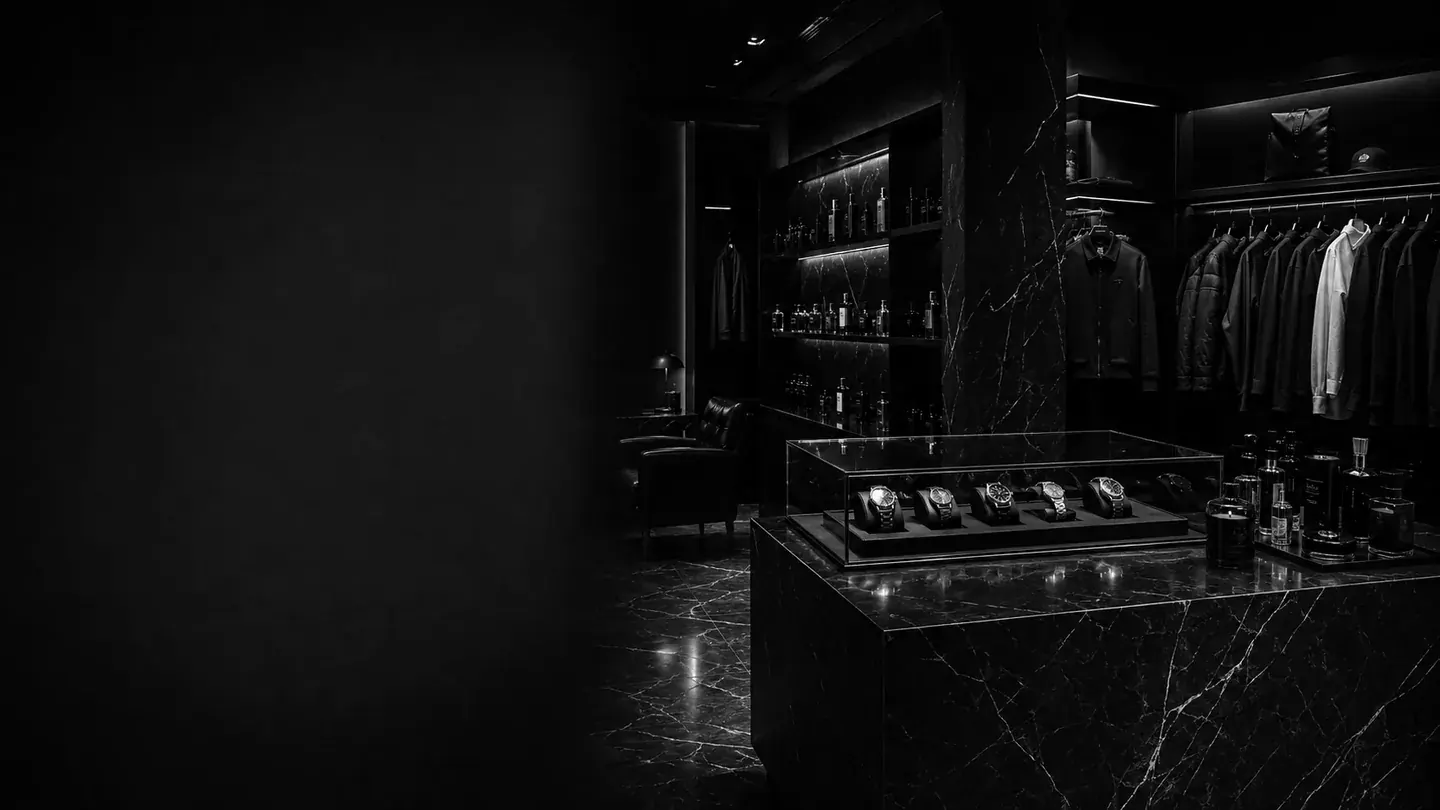 A dark, carefully arranged room holding garments and objects before anyone arrives
